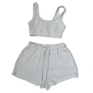 Zara Cream Textured Top and Bottom Set